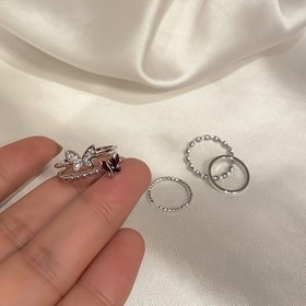 Resim Dört Parça Seti Basit Halka Kelebek Halka Kadın Modası Parmak Halka Seti, Günlük ve Festival Giyim İçin Hediye Halka El Dekorasyonu 