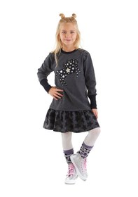 Resim Denokids Mshb&g Yıldızlı Unicorn Antrasit Kız Çocuk Elbise Çok Renkli 
