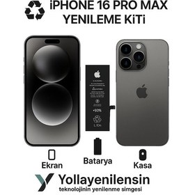 Resim Apple Uyumlu iPhone 16 Pro Max Kiti Ekran + Batarya + Arka Kasa Model , Yüksek Kalite Parçalar 