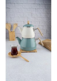 Resim Bambum Lumino Bambu Kulplu Emaye Çaydanlık Takımı Yeşil 