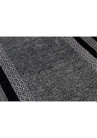 Resim Moretti Nordi Çerçeve Desenli Yıkanabilir Salon Mutfak Yolluk Siyah Dokuma Modern Halı 