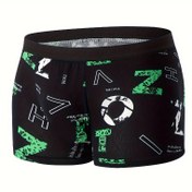 Resim 1 adet Erkek Modası Kontrast Harf Baskılı Boxer Şort, Rahat Klasik Günlük Giyim Hediyesi 