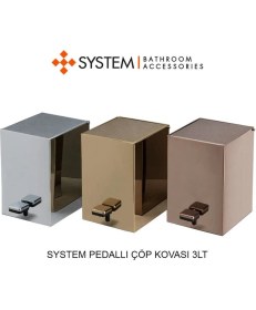 Resim System Banyo Aksesuarları Pedallı Kare Çöp Kovası 3 Lt Siyah 262x245x180 mm 