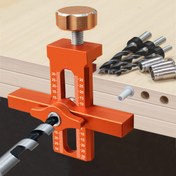 Resim 2'si 1 Arada Dolap Kapısı Montaj Pozisyonlayıcı - Kaymaz Tasarımlı Alüminyum Alaşımlı Pas Dirençli Alet, 7-40mm Sıkma Aralığı & Hassas Marangozluk ve Asılabilir Kapılar için Matkap Uçları, İki Yönlü Ölçek, Dayanıklı Yapı 