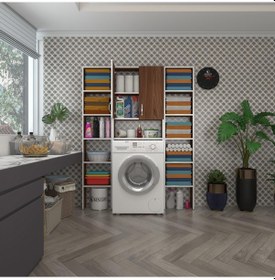 Resim Kenzlife Çamaşır Makinesi Dolabı Veronikamaksduble Cvz 180 126 20 Banyo Arkalıksız Raflı Çok Renkli 