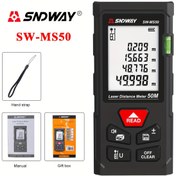 Resim SNDWAY SW-MS50 50m Lazer Mesafe Ölçer - Alan/Hacim/Tekli/3D Ölçüm ile Dijital Bant Ölçü Aleti, 0.4-1mW Lazer, 36V Pil Gücüyle Çalışan, İnşaat için Taşıma Çantası ve El Kayışı ile Taşınabilir, Kendin Yap, İç/Dış Mekan Kullanımı, Dış Mekan Ölçümü | Kullanıcı Dostu Arayüz | Net LCD Ekran 