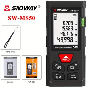 Resim SNDWAY SW-MS50 50m Lazer Mesafe Ölçer - Alan/Hacim/Tekli/3D Ölçüm ile Dijital Bant Ölçü Aleti, 0.4-1mW Lazer, 36V Pil Gücüyle Çalışan, İnşaat için Taşıma Çantası ve El Kayışı ile Taşınabilir, Kendin Yap, İç/Dış Mekan Kullanımı, Dış Mekan Ölçümü | Kullanıcı Dostu Arayüz | Net LCD Ekran 