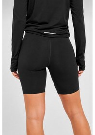 Resim Nike Go Women's High Rise 8" Biker Black Shorts With Pockets Kadın Lazer Kesim Yükske Bel 6 Cepli Tayt Şort Siyah 