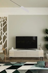 Resim Tsa1203bt - Corsatv120 Tv Stand, Tv Sehpası Beyaz-traverten Kapak 120cm Beyaz 