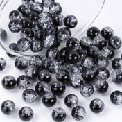 Resim 100 adet 6-8mm yaratıcı siyah ve beyaz akrilik çatlak boncuklar, kadınlar için uygun, DIY bileklikler, kolyeler, takı malzemeleri 