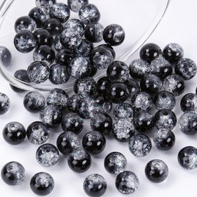 Resim 100 adet 6-8mm yaratıcı siyah ve beyaz akrilik çatlak boncuklar, kadınlar için uygun, DIY bileklikler, kolyeler, takı malzemeleri 