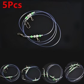 Resim 5 set dayanıklı deniz balıkçılığı teknesi balıkçılığı DIY balıkçılık naylon ip dizi seti, ışıltılı boncuklar, ışıltılı kabak dönüş halkası - paslanmaz çelik iğne - seçebileceğiniz 9 özellik - tekne balıkçılığı deniz balıkçılığı gece balıkçılığı ihtiyaçlarınızı karşılar - daha fazla balık yakalayın 
