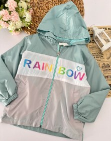 Resim Kız Çocuk Mint Rainbow Yağmurluk 