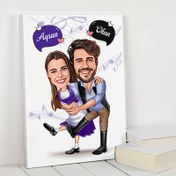 Resim Karikatürlü Dans Seven Çiftler Kanvas Tablo 