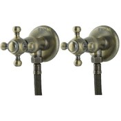 Resim Fkn İkili Antik Koç Spiralli Taharet Musluk Antik 