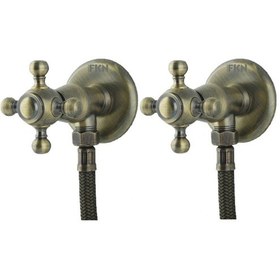 Resim Fkn İkili Antik Koç Spiralli Taharet Musluk Antik 