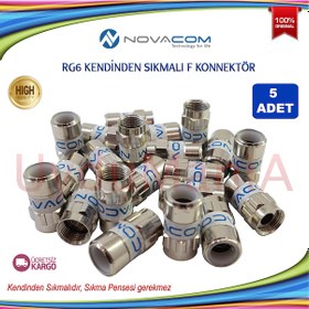 Resim Novacom Rg 6 Kendinden Sıkmalı F Konnektor 5 Adet 