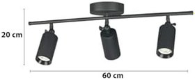 Resim Spoti Modern Tasarım Salon - Mutfak - Banyo Spot Ledli Sıralı Avize (SİYAH, 60 CM, 6500, Kelvin) 