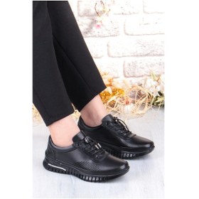 Resim Pepita 9407 Comfort Yumuşak Esnek Kauçuk Kaymaz Taban Hakiki Deri Kadın Ayakkabı Siyah 