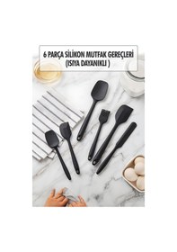 Resim 6 Lı Siyah Isıya Dayanıklı Yanmaz Yapışmaz Silikon Mutfak Seti Siyah 