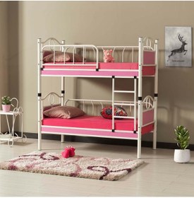 Resim ARGİMO Zümrüt Bebek Çocuk Odası Ahşap Başlık Metal Ranza Ve Karyola 70x130 Beyaz Pembe 