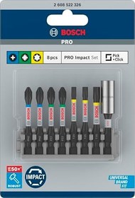 Resim Bosch Professional Accessories aksesuar 2608522326 8 parça Tornavida Seti (Impact Control, T/PZ/PH Bits Uzunluğu: 25 mm, Pick and Click) 