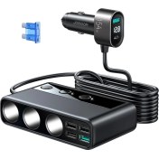 Resim Joyroom JR-CL06 Üç Soketli 5in1 154W Araç Şarj Adaptörü PD+QC3.0+USB*4 Hızlı ve Güvenli Kargo
