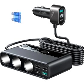 Resim Joyroom JR-CL06 Üç Soketli 5in1 154W Araç Şarj Adaptörü PD+QC3.0+USB*4 