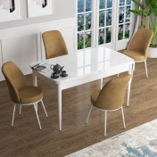 Resim Canisa Concept Han Serisi 70X114, Açılabilir Mdf Mutfak Masa Takımı, Beyaz Masa ve 4 Sandalye 