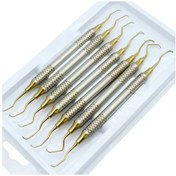 Resim 7 Adet/kit Diş Diş Temizleme Manuel Ölçekleyici Periodontal Cerrahi Zarif Kemik Küretler Matematik Ağız Bakımı Diş Beyazlatma Araçları Altın 