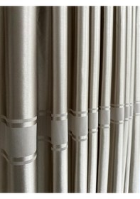 Resim Taş Kuşak Çizgili Fon Perde Yeni Sezon Orta Sık Pile 1/2.5 Bej 