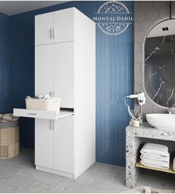 Resim Piramit Çamaşır Ve Kurutma Makinesi Dolabı Banyo Dolabı Beyaz Beyaz 