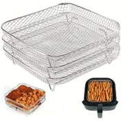 Resim Xuweiwei 3 Katmanlı Paslanmaz Çelik Kare Fritöz Aksesuar Seti - Fırın Ve Fritöz Uyumlu Bulaşık Makinesinde Yıkanabilir Sağlıklı Tatil Pişirme 