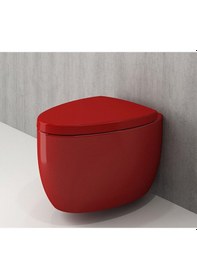 Resim Bocchi Etna Asma Klozet Ve Kapak Kırmızı 1116-019-0128 Parlak Kırmızı 