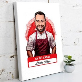 Resim Karikatürlü En iyi Kasap Kanvas Tablo 