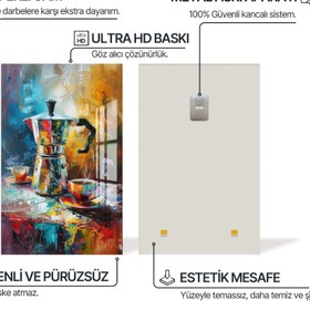 Resim Moka Pot Espresso Cam Tablo - Ceviz / 60x90 cm 