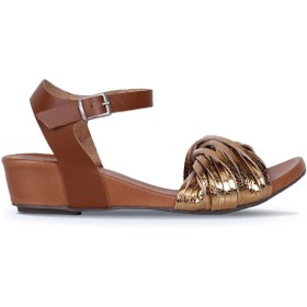 Resim Bueno Bronz Parlak Deri Kadın Dolgu Topuklu Sandalet 