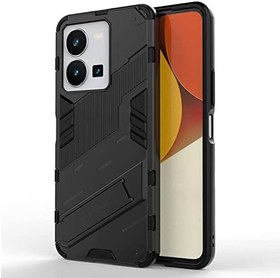 Resim Microcase Vivo Y22S /Vivo Y22 4G /Vivo Y35 Matrix Serisi Armor Standlı Perfect Koruma Kılıf - Siyah AL3416 
