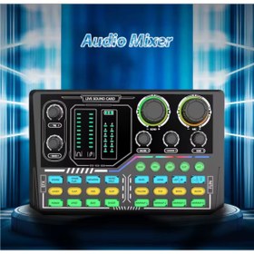 Resim Voground Ses Mikseri Ses Arabirimi RGB Işık BT Kablosuz Eşlik Tak ve Çalıştır Şarj Edilebilir Ses Kartı 
