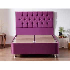 Resim Niron Yatak Niron Purple Baza Ve Başlık Seti 120x200 Cm Tek Kişilik Sandıklı Mor Kumaş Baza Ve Başlığı 