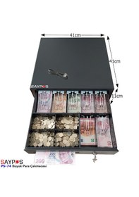 Resim 7 Banknot Gözlü Kolay Açma Buton Ve Adaptörlü, Anahtardan Açılır Para Çekmecesi 41x41x11cm 