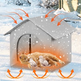 Resim Yıl Boyu Büyük Alan Kapalı Kedi Evi - İç ve Dış Mekan Kedileri İçin Rahat, Çiğneme Dirençli Yabancı Evi, Dayanıklı Oxford Kumaş, Tüm Mevsimler İçin Hava Koşullarına Dayanıklı Tasarım, Kedi Konutu, Evcil Hayvan Konutu, Modern Evcil Hayvan Evi, Sağlam Yapı 