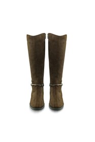 Resim Vario Diz Altı Fermuarlı Kauçuk Tabalı Çizme Z590 YARMA SUET KAHVE 490 C63 (Split Suede Brown) 