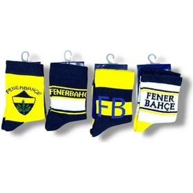 Resim Lisanslı Çocuk 4 Çift Soket Galatasaray-fenerbahçe Çorap 1905 Asorti 