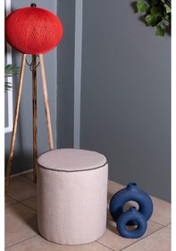 Resim VALERİA KREM KETEN KUMAŞ YUVARLAK PUFF &BENCH&KOLTUK&TABURE&POFUDUKYATAK ODASI PUF MODELLERİ 
