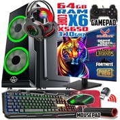 Resim WARBOX Tiger Xeon X5650 3,10ghz 64gb Ram 512gb Ssd R7 240-4gb E.kartı 24" Monitör Gaming Bilgisayar 