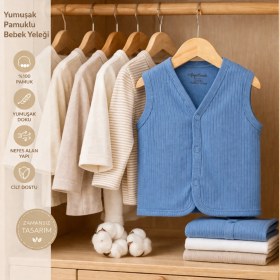 Resim Angeltouch %100 Pamuk Kız Erkek Bebek Yelek Raporlu Basic 