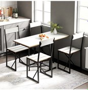 Resim Katlanır 4 Kişilik Mutfak Masa Sandalye Takımı Beyaz 1416 