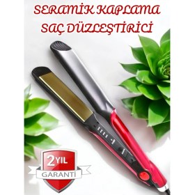 Resim Hassas Isı Ayarlı, Yıpranma Önleyici Seramik Düzleştirici, Siyah Renk 