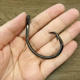 Resim 10 adet Geniş Boşluklu Yuvarlak Kanca - Ton Balığı, Kedi Balığı, Levrek için Siyah Nikel Kaplamalı Tatlısu ve Tuzlu Su Balıkçılık Kanca - Korozyona Dayanıklı, Güvenli Yakalama, 1/0-8/0# Boyutlar, Spor Balıkçılık Ekipmanı | Geniş Boşluklu Kanca | Dayanıklı Balıkçılık Kanca, Balık Kanca 